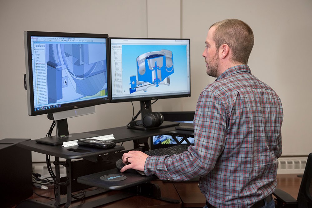 Engineer working on the computer