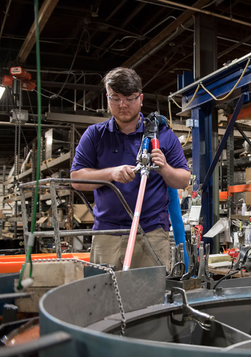 Person working on machine