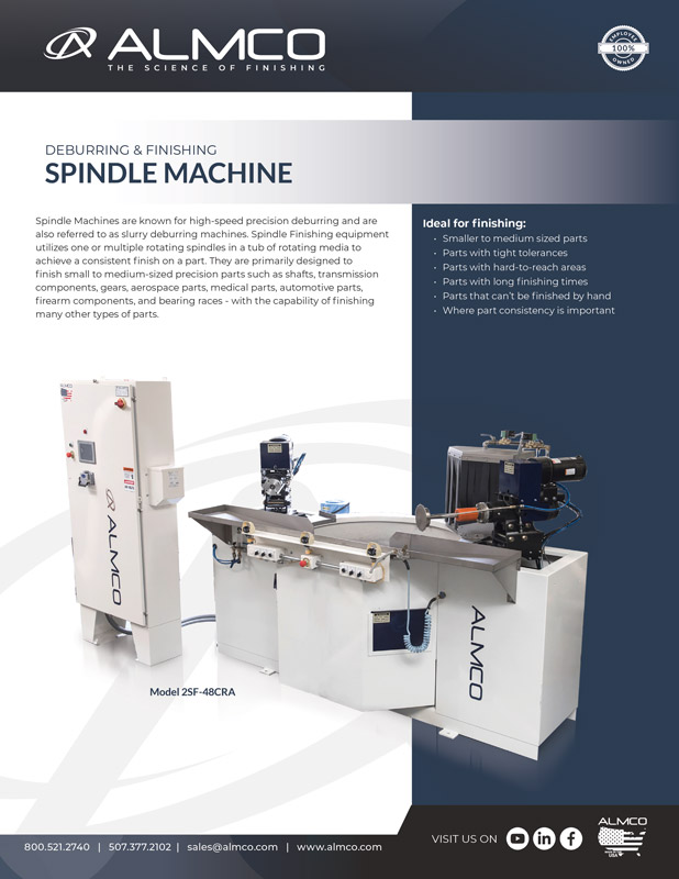 Spindle Machine Sell Sheet Deburring and finishing spindle machine.
