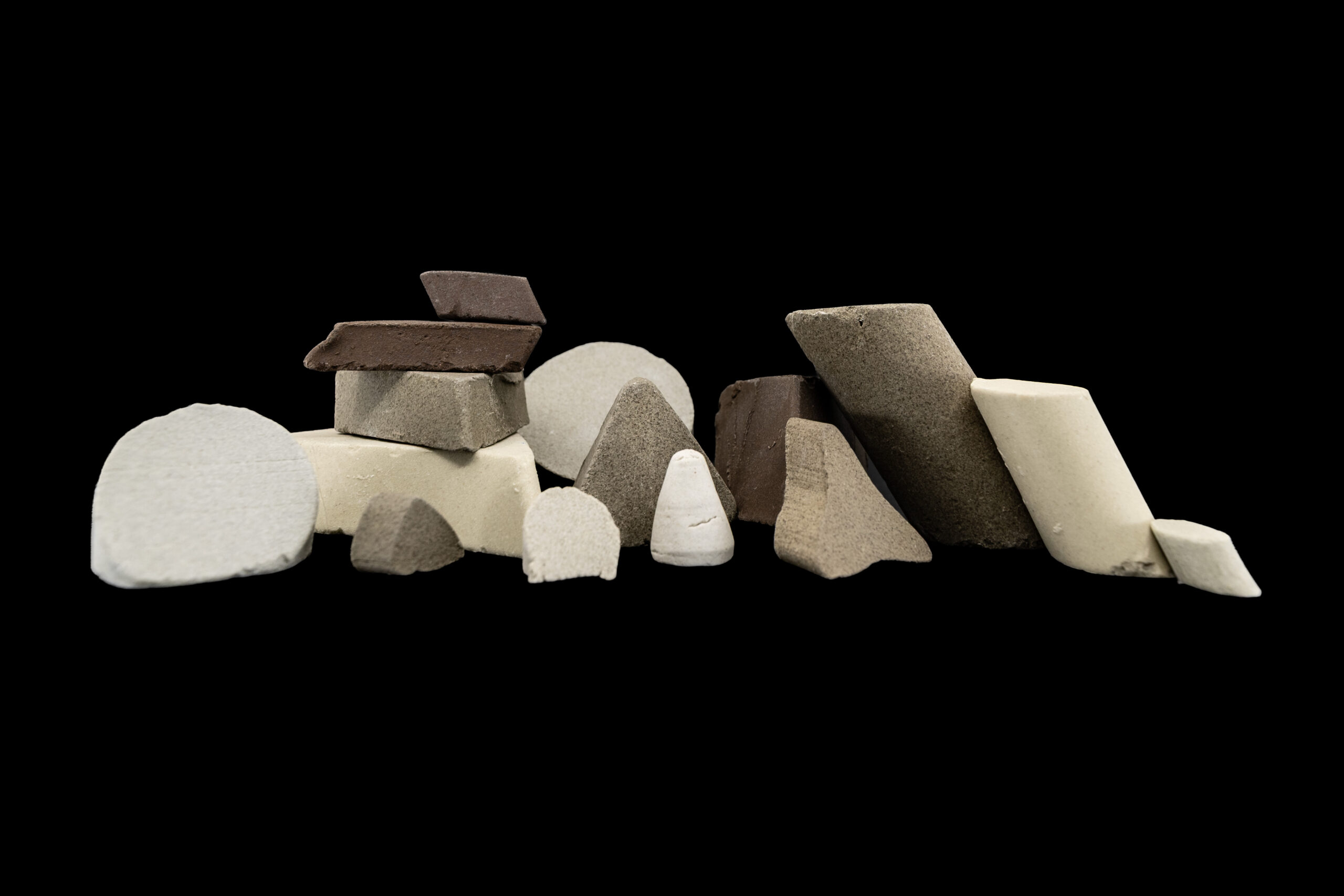 An array showing various ceramic media